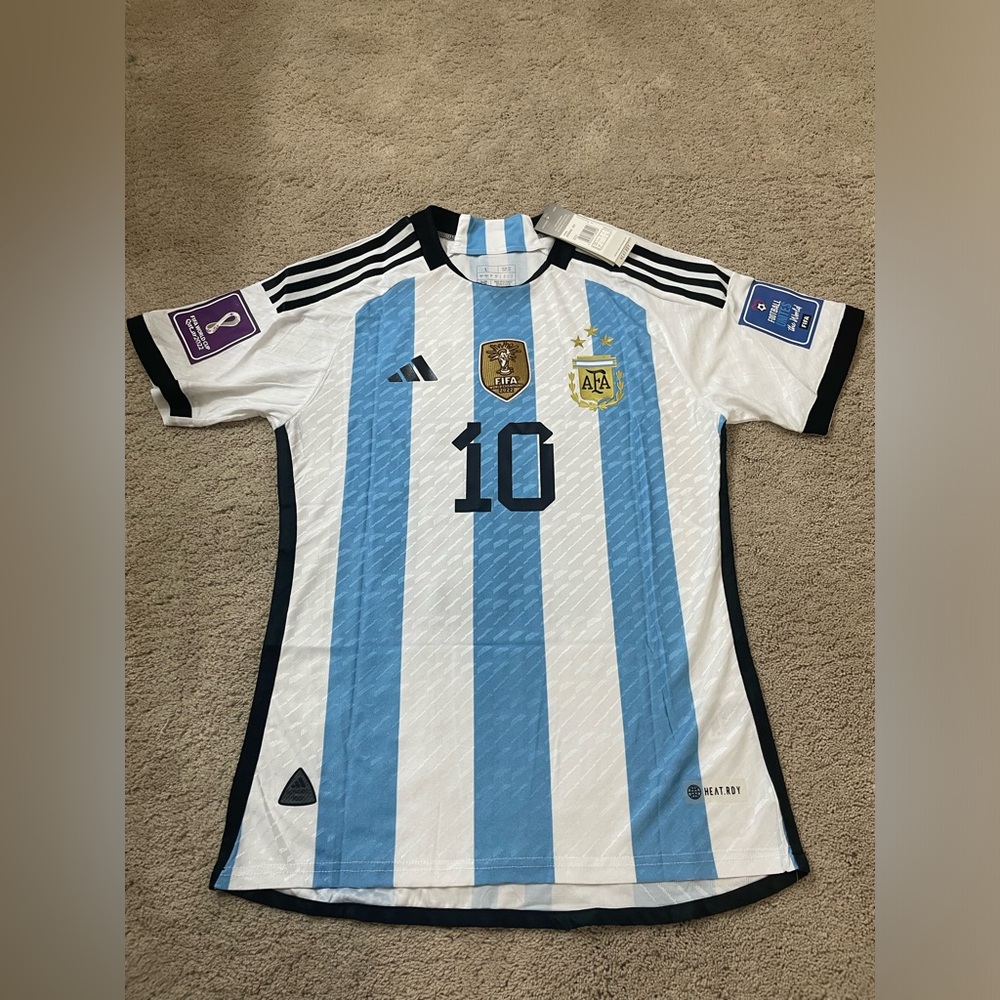 Messi Argentina soccer jersey 2022 world cup (3stars) Fifa & champions Patches L